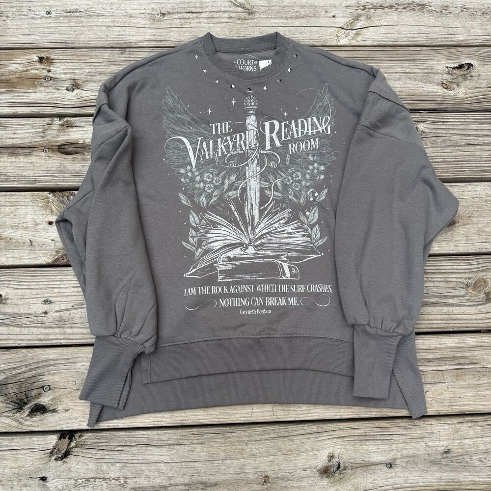 ACOTAR Valkyrie Reading Room Sweatshirt XS Gray Studded Target 2026 IN HAND